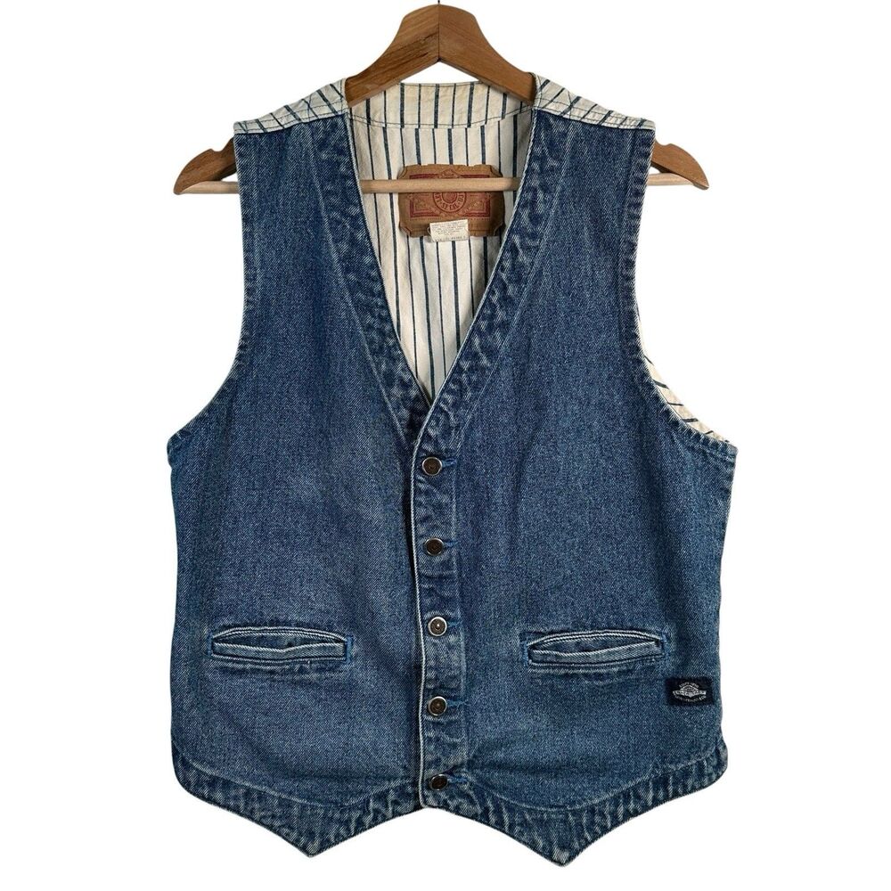 VTG Levi’s Denim vest Sz M 90’s Striped Back Cotton USA
